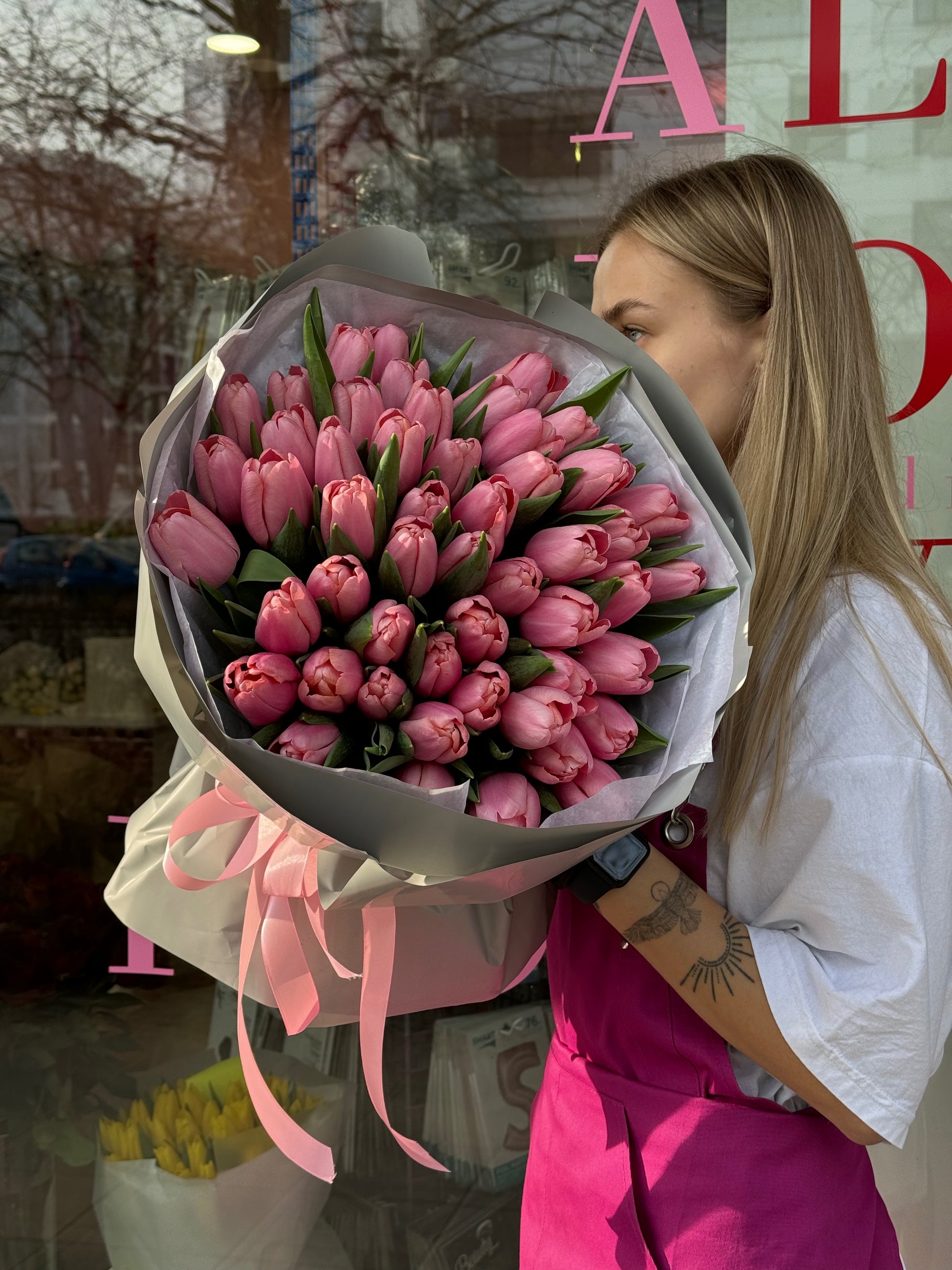 Bukiet różowych tulipanów